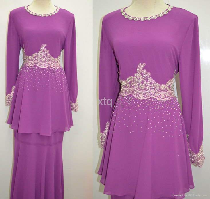 Transend chiffon design beading 2014 design baju kurung  2