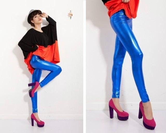 Wholesale spring thin slim fit skinny leather leggings girl Korean version 3
