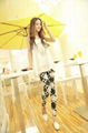 2014 Fashion Young Sexy Girls Milk Silk Print Leggings 2