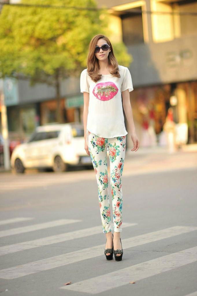 2014 Hot Spring New Arrival sexy lady's fashion printed Leggings  5