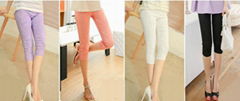 2014 new fashion design lace pure color grace Capri pants leggings