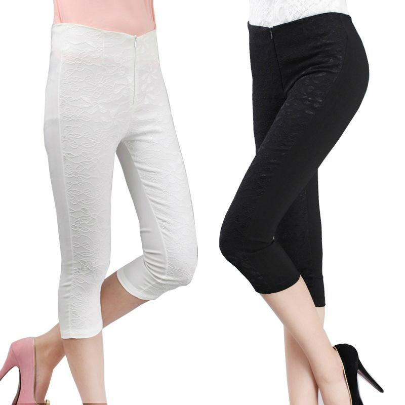 2014 new fashion design lace pure color grace Capri pants leggings 2