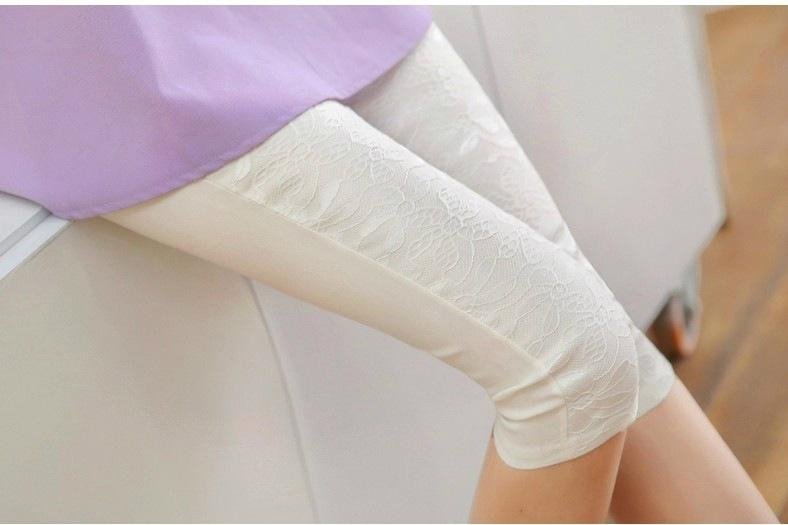 2014 new fashion design lace pure color grace Capri pants leggings 3