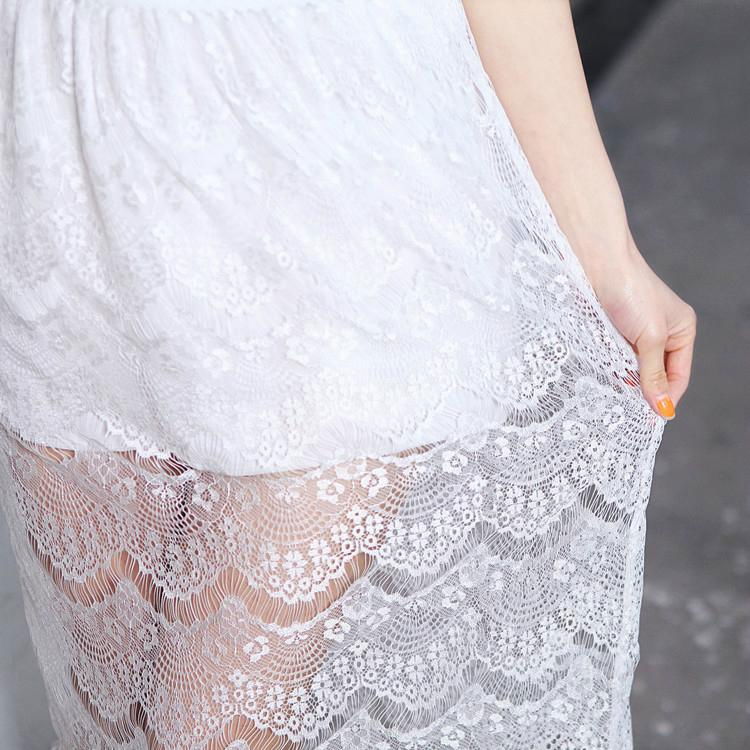 2014 fashi new lace seethrough long skirt 2