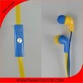Hot selling colorful special Hand-Free Earphone with Mic & flat cable for samsun 5