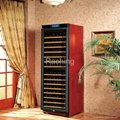 W470B Dual-zone solid wood wine cabinet modern glass display wood wine cooler ca