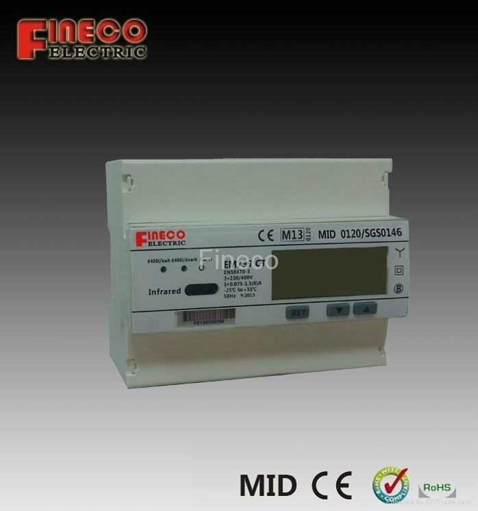MID certificated CT connected din rail install digital solar power meter electri