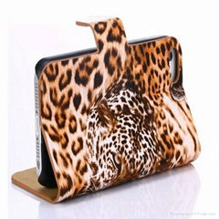 For iPhone case,plug-in card stand leopard cover