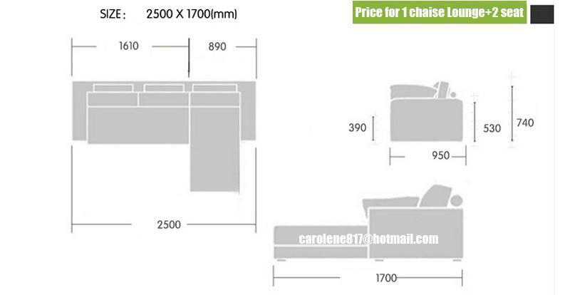 (1 chaise lounge +2 seat)modern linen chinese sofa set  2