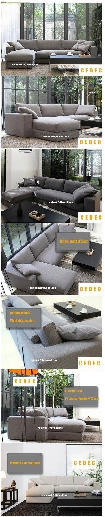 (1 chaise lounge +2 seat)modern linen chinese sofa set  3