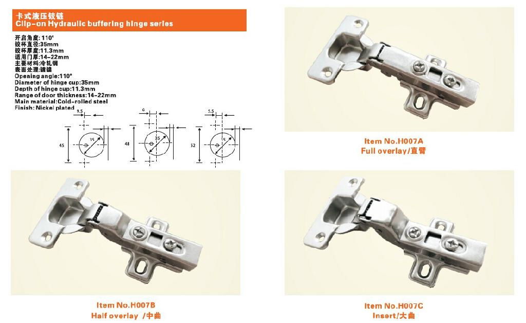 Clip-on Hydraulic buffering hinge