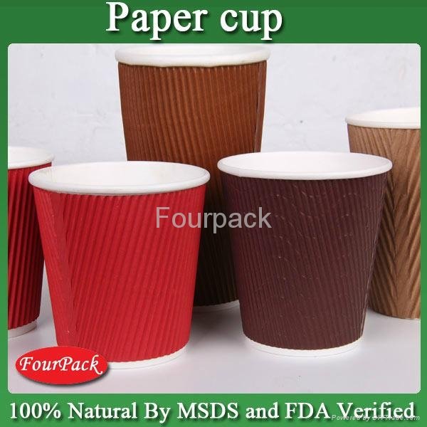 Personalized Red black brown craft pla coating ripple coffee paper cup