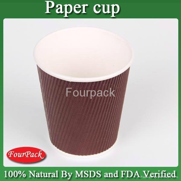 Personalized Red black brown craft pla coating ripple coffee paper cup 3