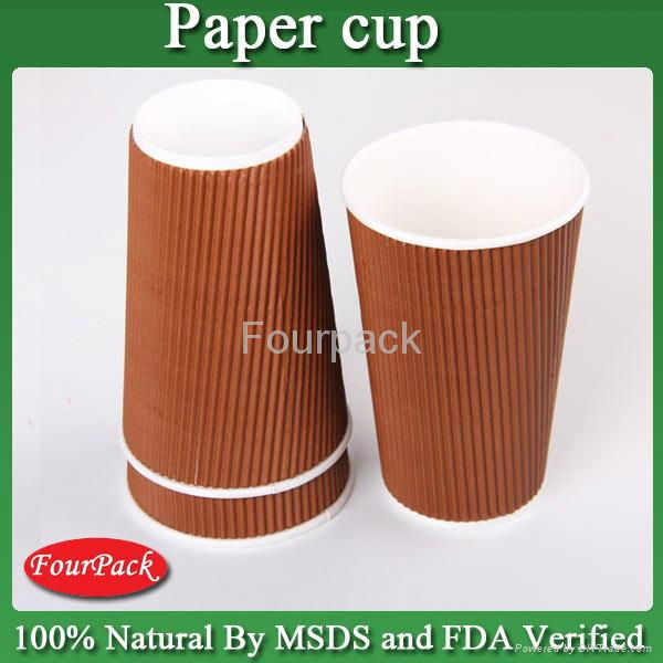 Personalized Red black brown craft pla coating ripple coffee paper cup 5