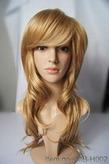 2014 hot seller full long synthetic silky wave wig