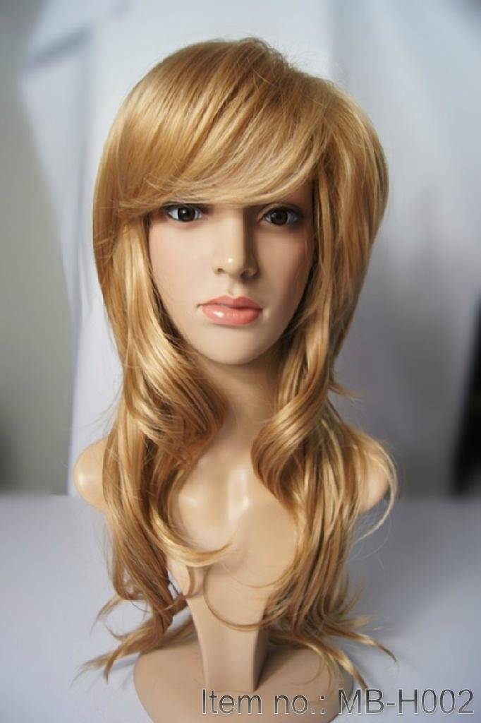 2014 hot seller full long synthetic silky wave wig