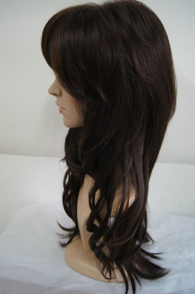 2014 hot seller full long synthetic silky wave wig 4