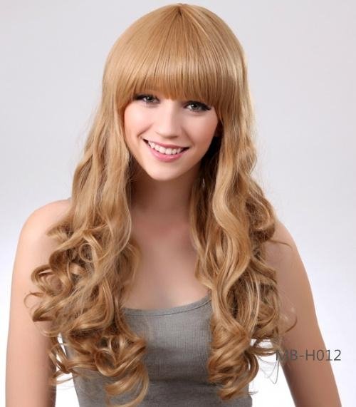 2014 fashion synthetic silky straight nature wave wig for women 2