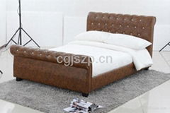 modern leather bed with crystal