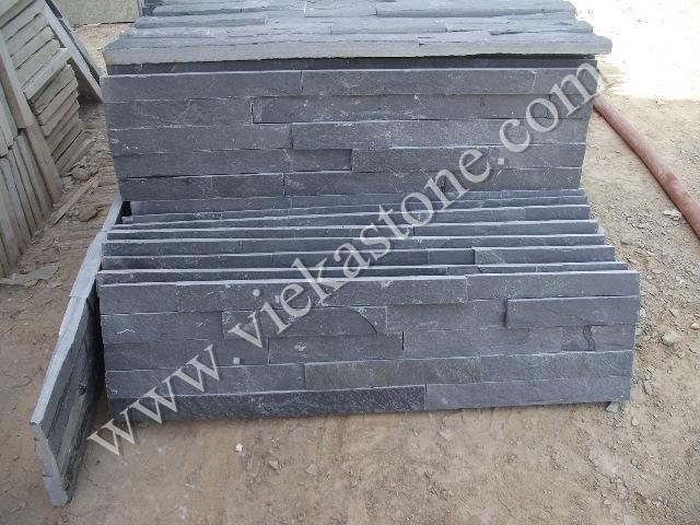 Black Slate nature culture stone Stacked Format wall Panels 2