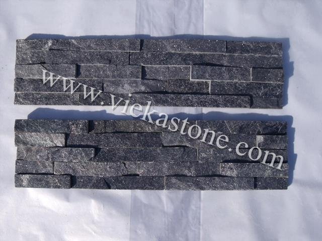 Black quartzite nature culture stone Stacked Format wall Panels