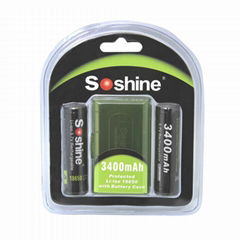 Soshine Li-ion 18650 Protected Battery : 3400mAh 3.7V