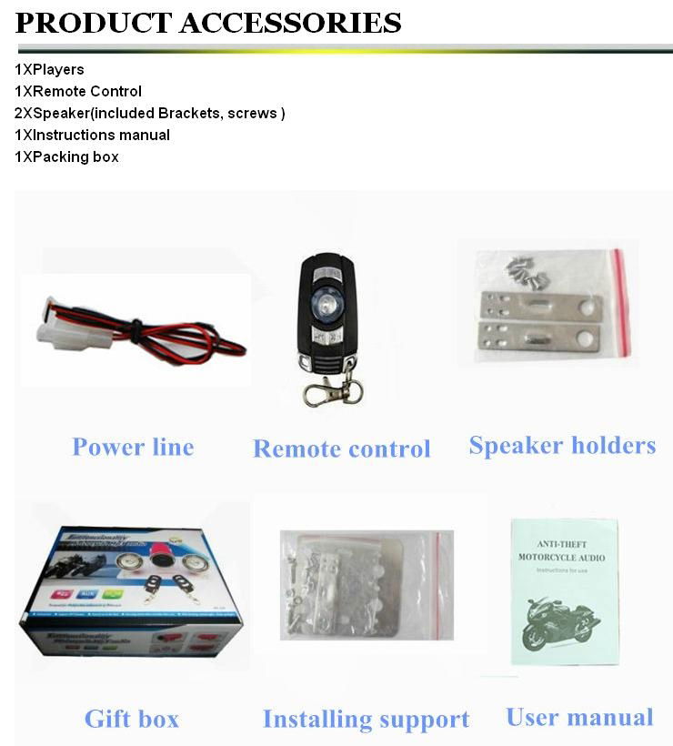 wireless alarm system motorcycle mp3 audio 4