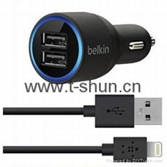 TSB1-05A Belkin Dual Car Charger with Lightning to USB Cable ( 10 Watt/2.1 Amp 