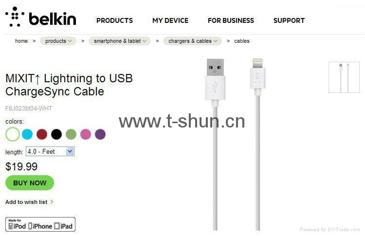TSB2-01 Colorful Belkin MIXIT Lightning to USB ChargerSync Cable 1.2M 2