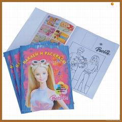 Cartoon kids coloring book with staple