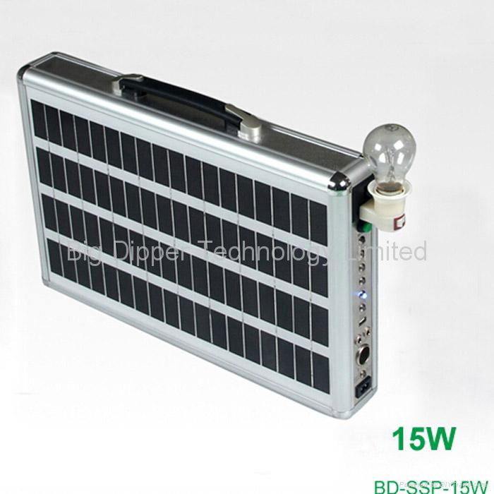 15W Ultra-Thin Portable Solar Power System with  LED Lighting