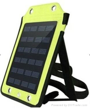 Backpack style 5W solar panel charger with strips and usb port