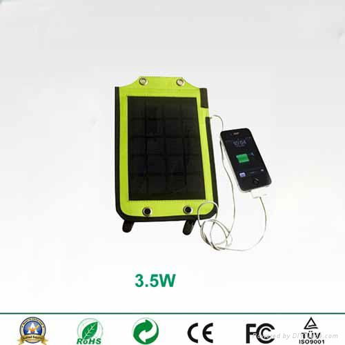 Backpack style 3.5W solar charger with strips and USB port