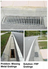 FRP Roadside Grating with Frame and Hinge