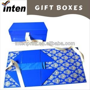 rigid folding paper shoe box with ribbon