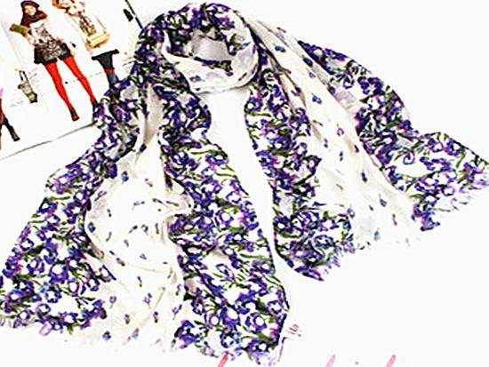 滌綸圍巾 紫色花