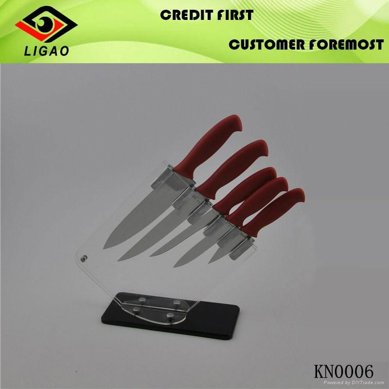 5pcs stainless steel kitchen knives with TPR coating handle