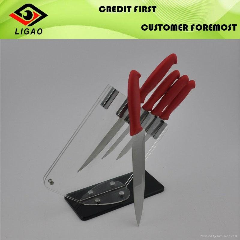 5pcs stainless steel kitchen knives with TPR coating handle 2