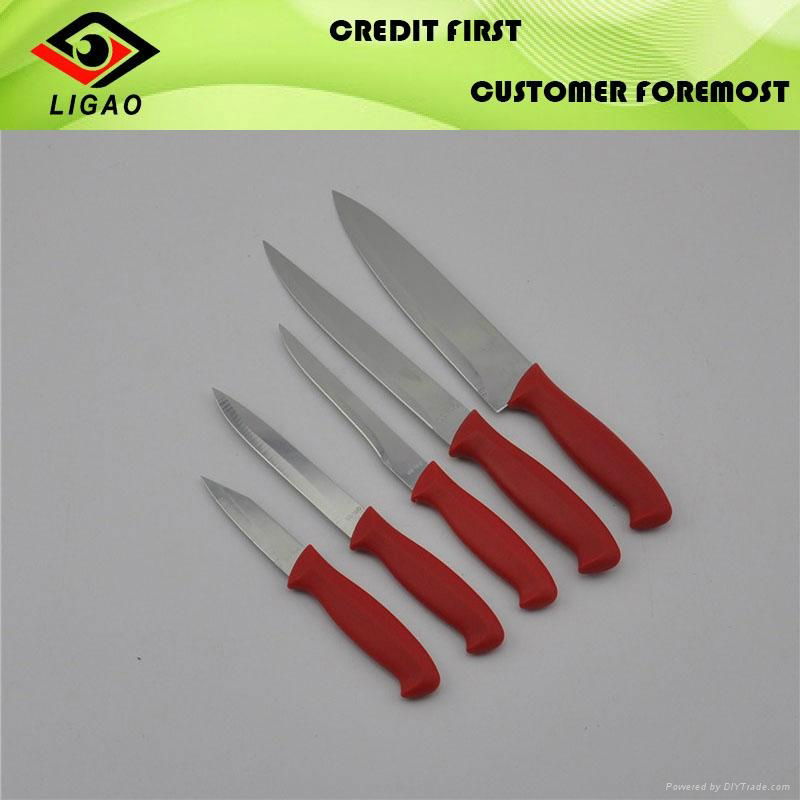 5pcs stainless steel kitchen knives with TPR coating handle 3
