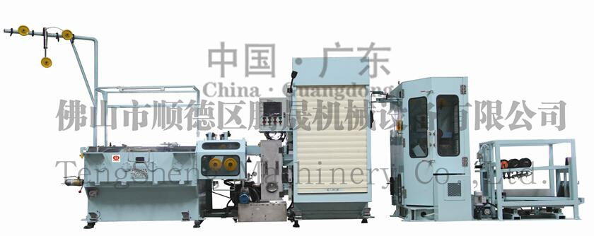 fine wire drawing machine with annealer and automatic bobbin exchanger