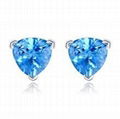 Top Quality! Wholesale New heart design blue gemstone 925 sterling silver earrin