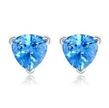 Top Quality! Wholesale New heart design blue gemstone 925 sterling silver earrin