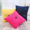 45cm Square linen cotton plain cushion covers with button 1