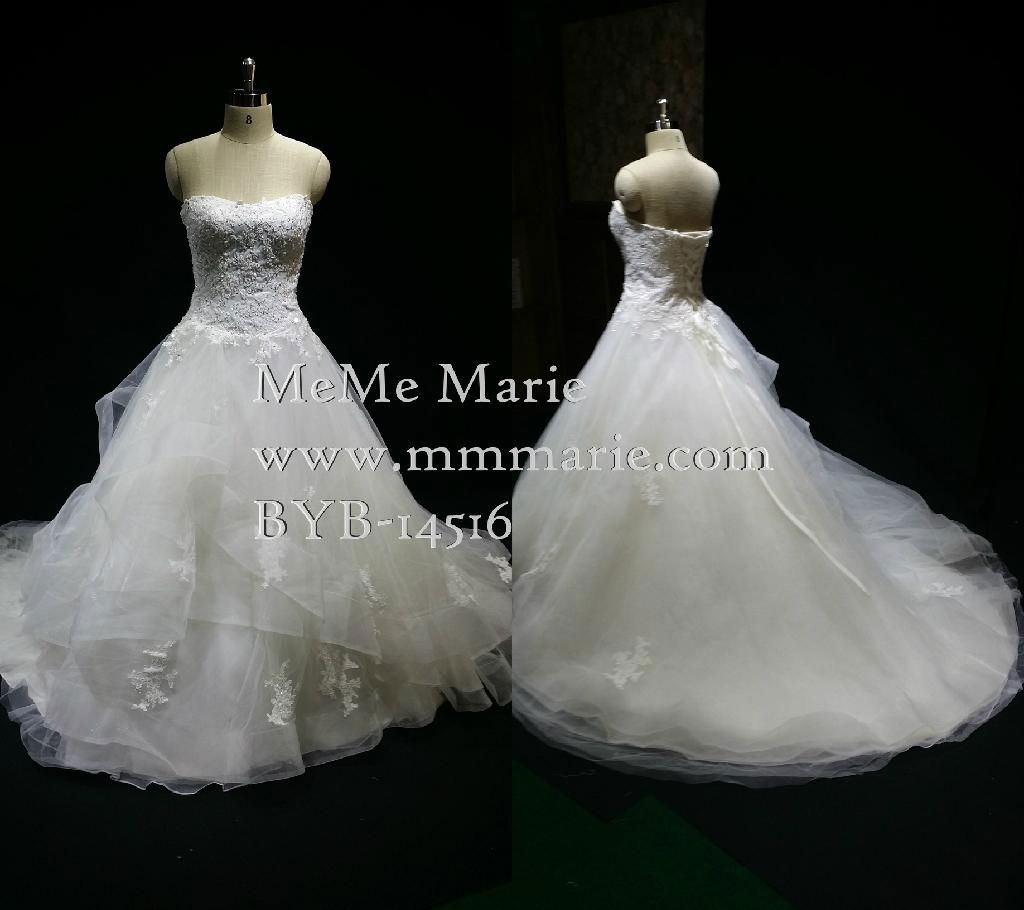 A Line Wedding Dress Sweetheart Applique Lace Brial Gown