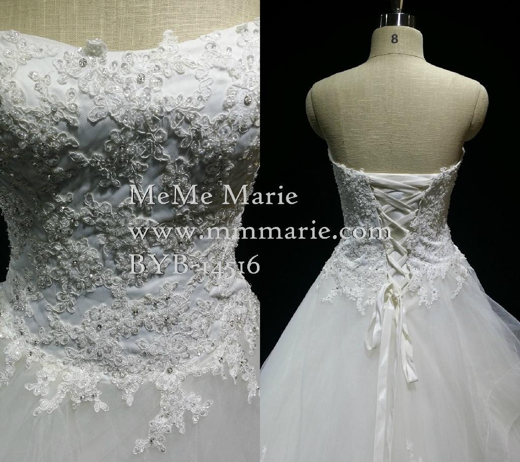 A Line Wedding Dress Sweetheart Applique Lace Brial Gown 2