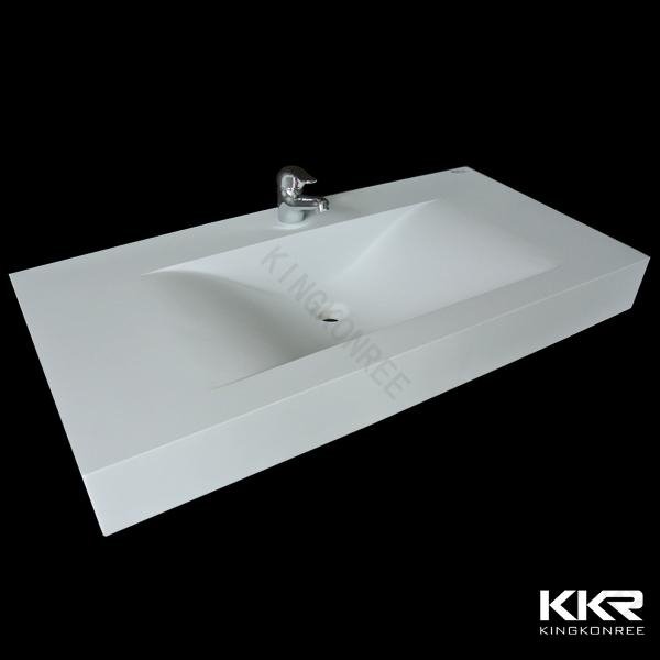 Modern hotel bathroom furniture white matt acrylic stone sink 2