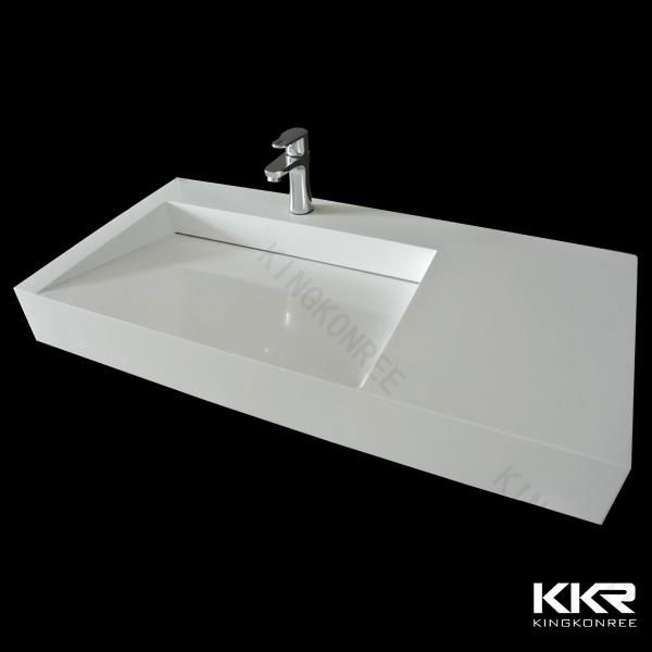 Modern hotel bathroom furniture white matt acrylic stone sink 3