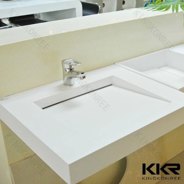 Modern hotel bathroom furniture white matt acrylic stone sink 5