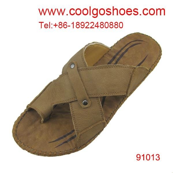 latest casual men leather slippers