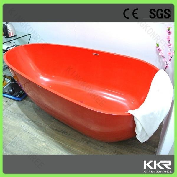 Freestanding bathtub solid surface red bathtub 1 person hot tub 3